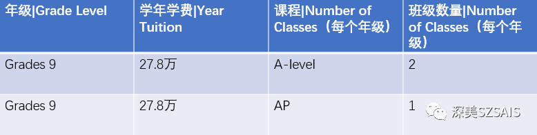 深圳深美外籍人員子女學(xué)校2024-2025學(xué)年課程學(xué)費(fèi)