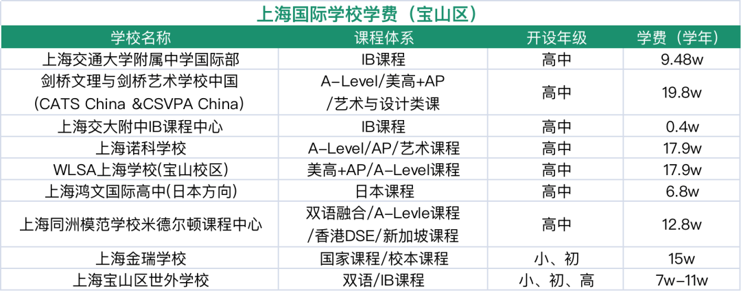 寶山國際學校盤點